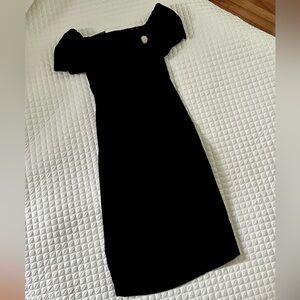 Vintage Cocktail Dress- Opening Night BLack Velvet Off-the-Shoulder Dress